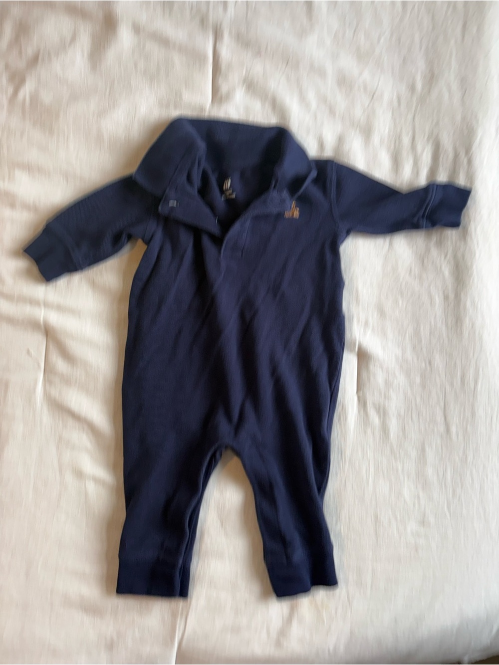 GAP Navy Long-Sleeve Polo-Style Baby One-Piece